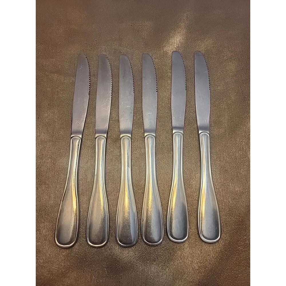 Vintage STANLEY ROBERTS STAINLESS 18/8  SET ( 6 ) Dinner KNIVES